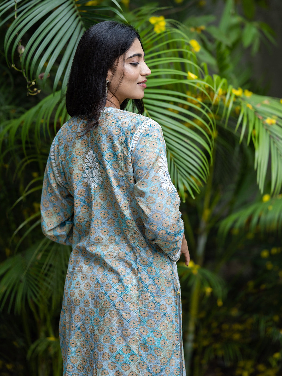 Sea Green & White Mulmul Cotton Embroidery Chikankari Kurta