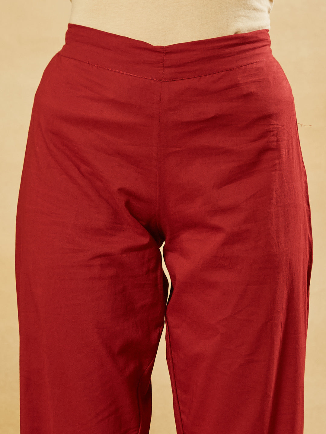 Red Floral Print Cotton Anarkali Kurta Sets With Dupatta