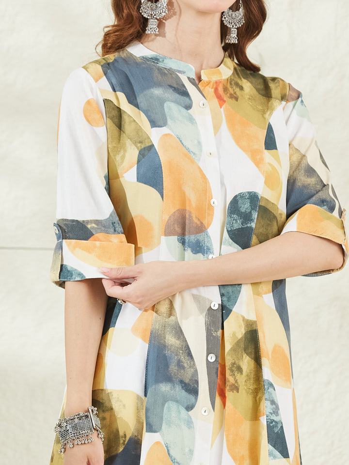 Aqua Green Rayon A-Line Kurta