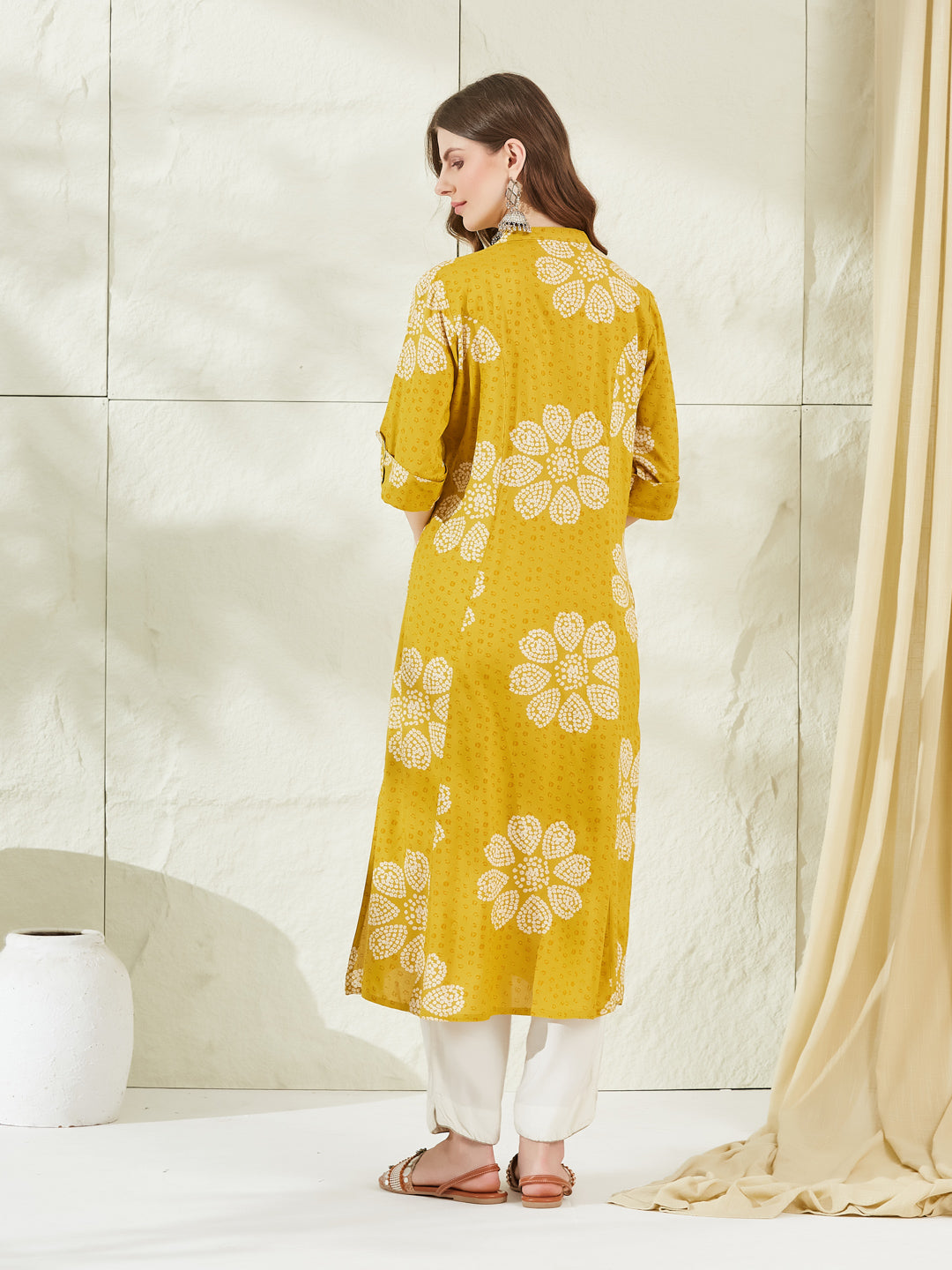 Mustard Rayon A-Line Kurta