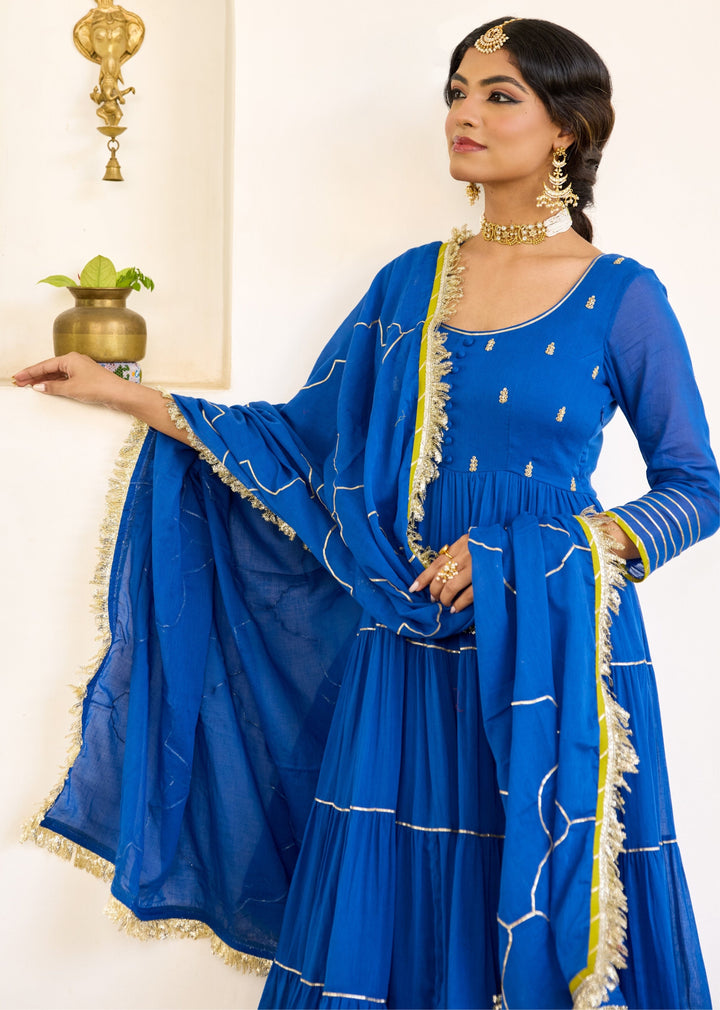 Neer Blue Tier Anarkali Set