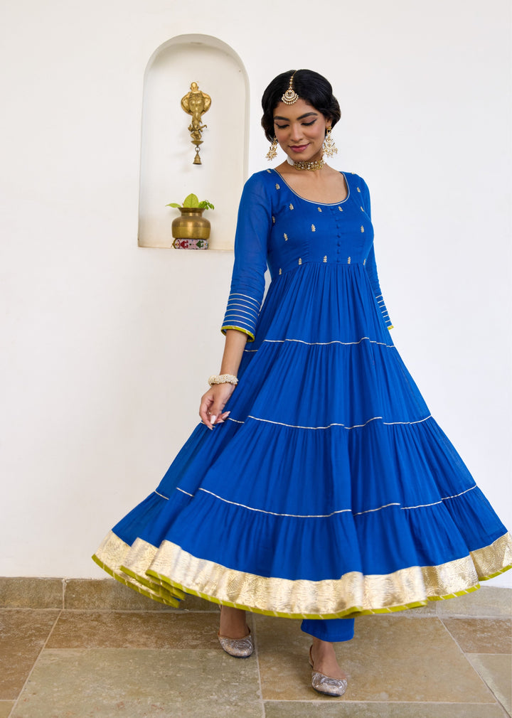 Neer Blue Tier Anarkali Set