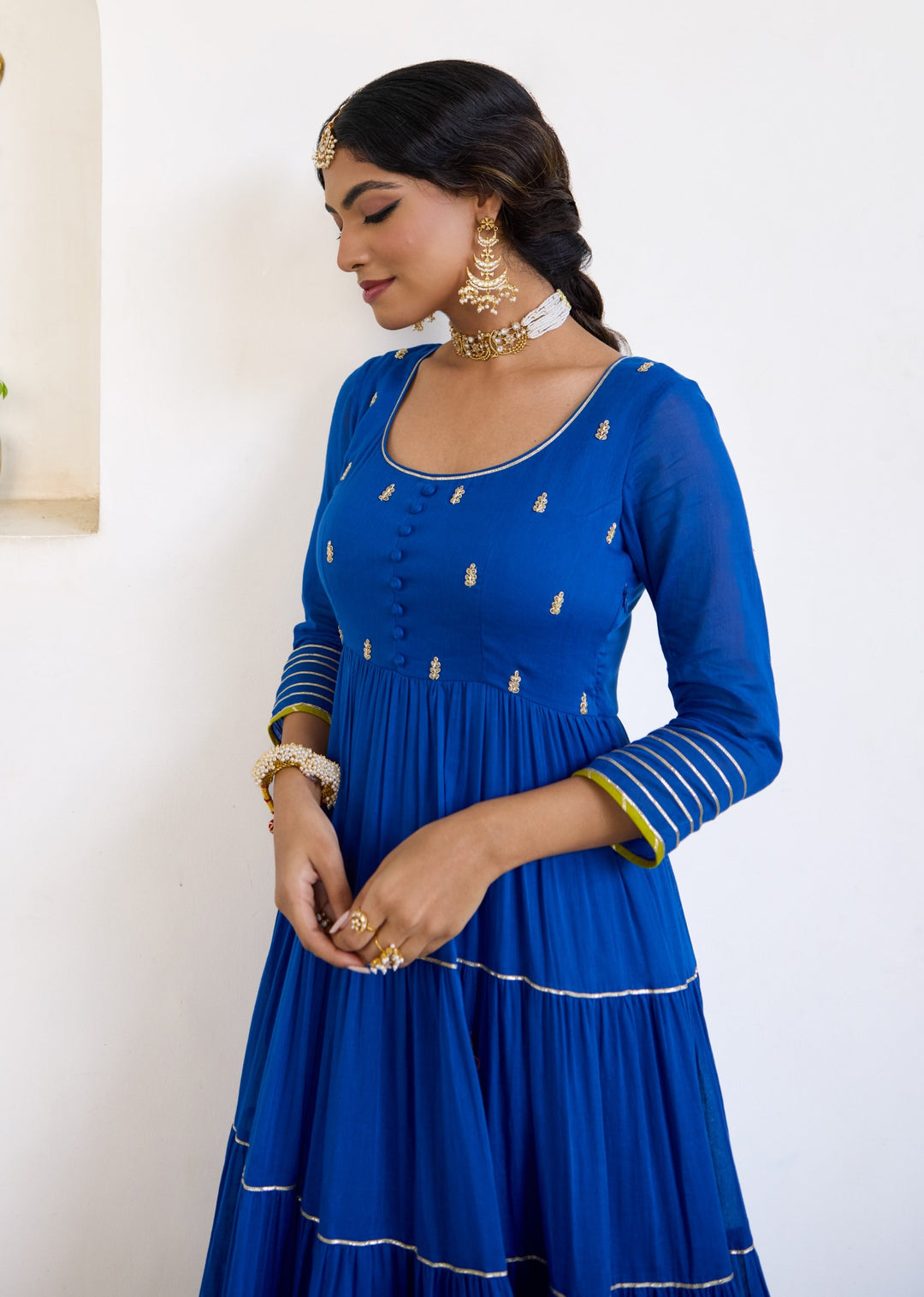 Neer Blue Tier Anarkali Set