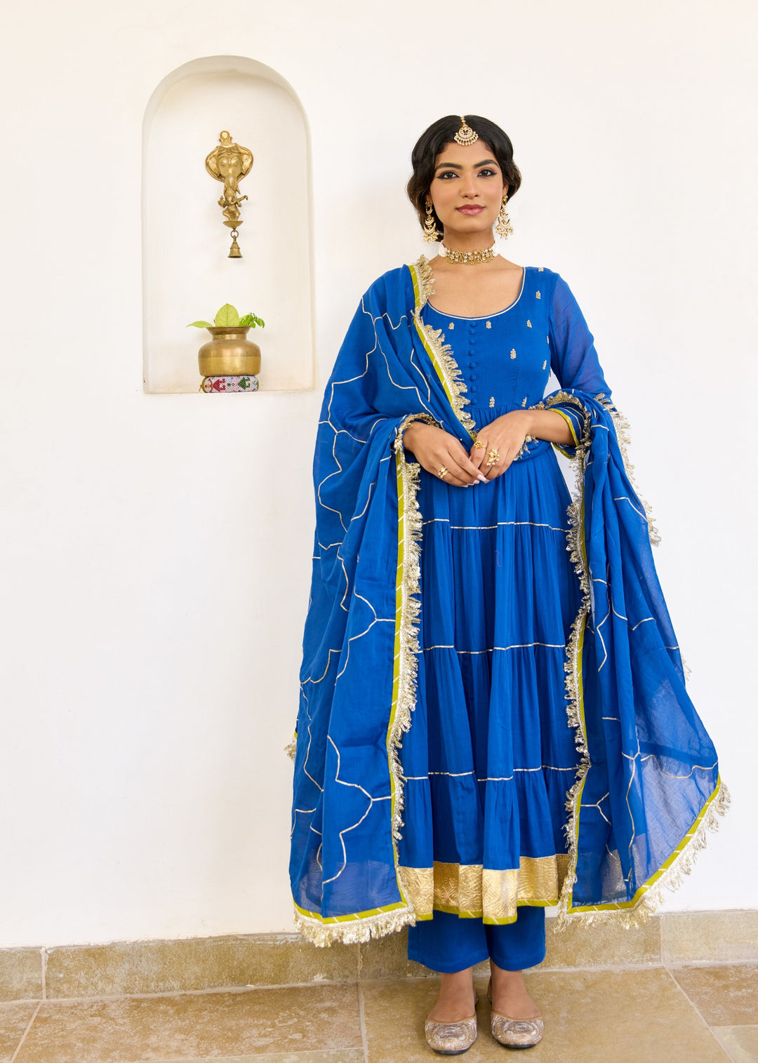 Neer Blue Tier Anarkali Set