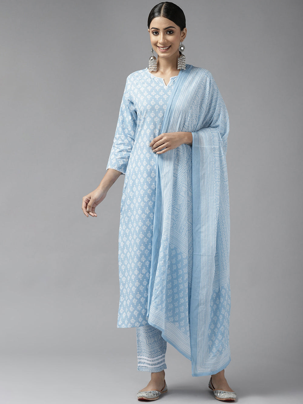 Blue-Printed-Dupatta-Set-9785SKDSB