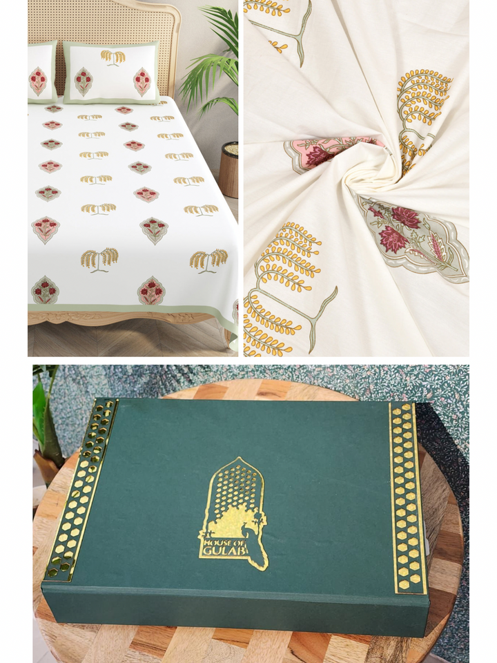 Cream-Cotton-Bedsheet-Set-Gift-Box-(Bedsheet-With-2-Pillow-Covers)