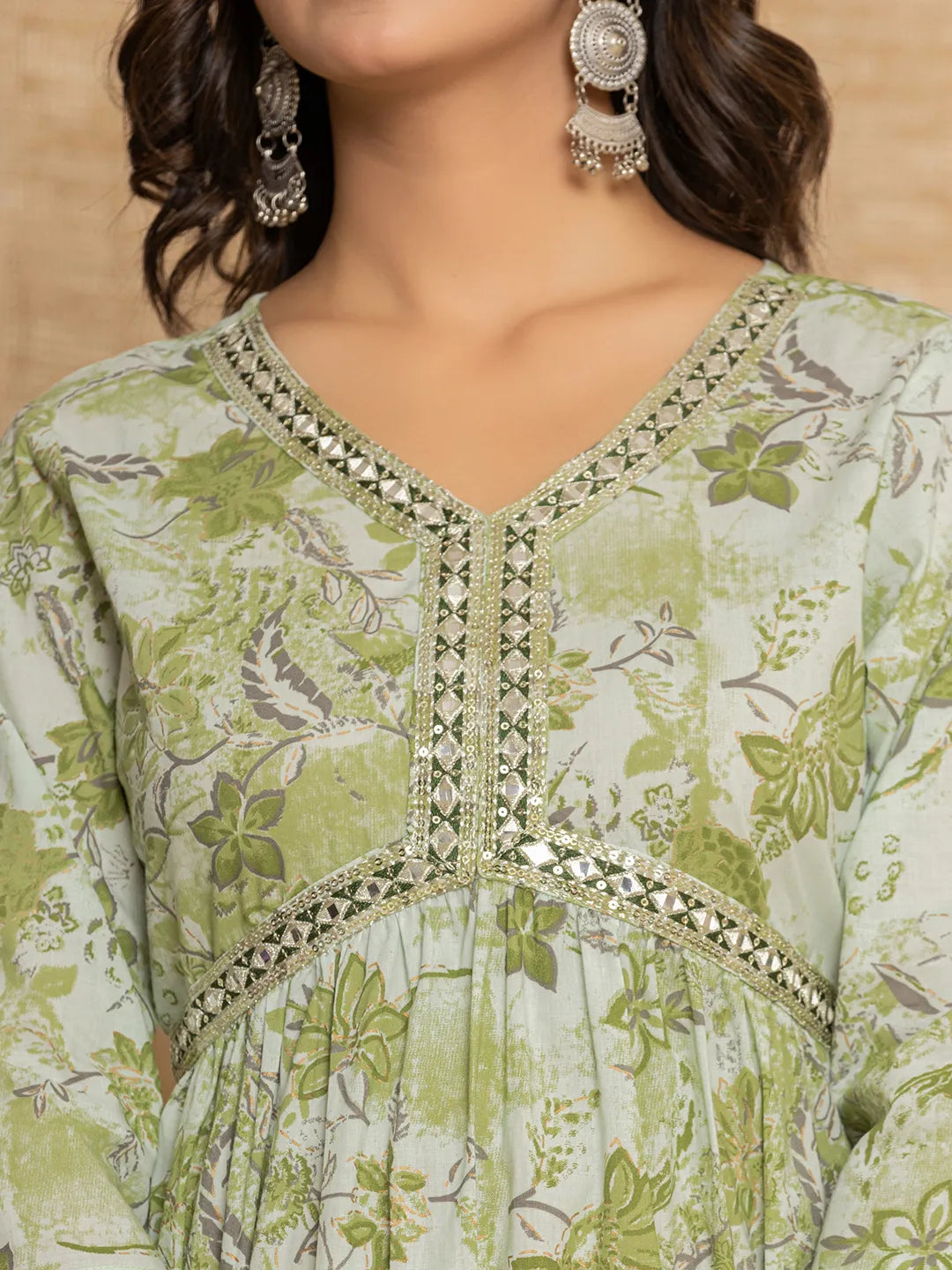 Green-Cotton-Floral-Print-Alia-Cut-3-Piece-Kurta-Set