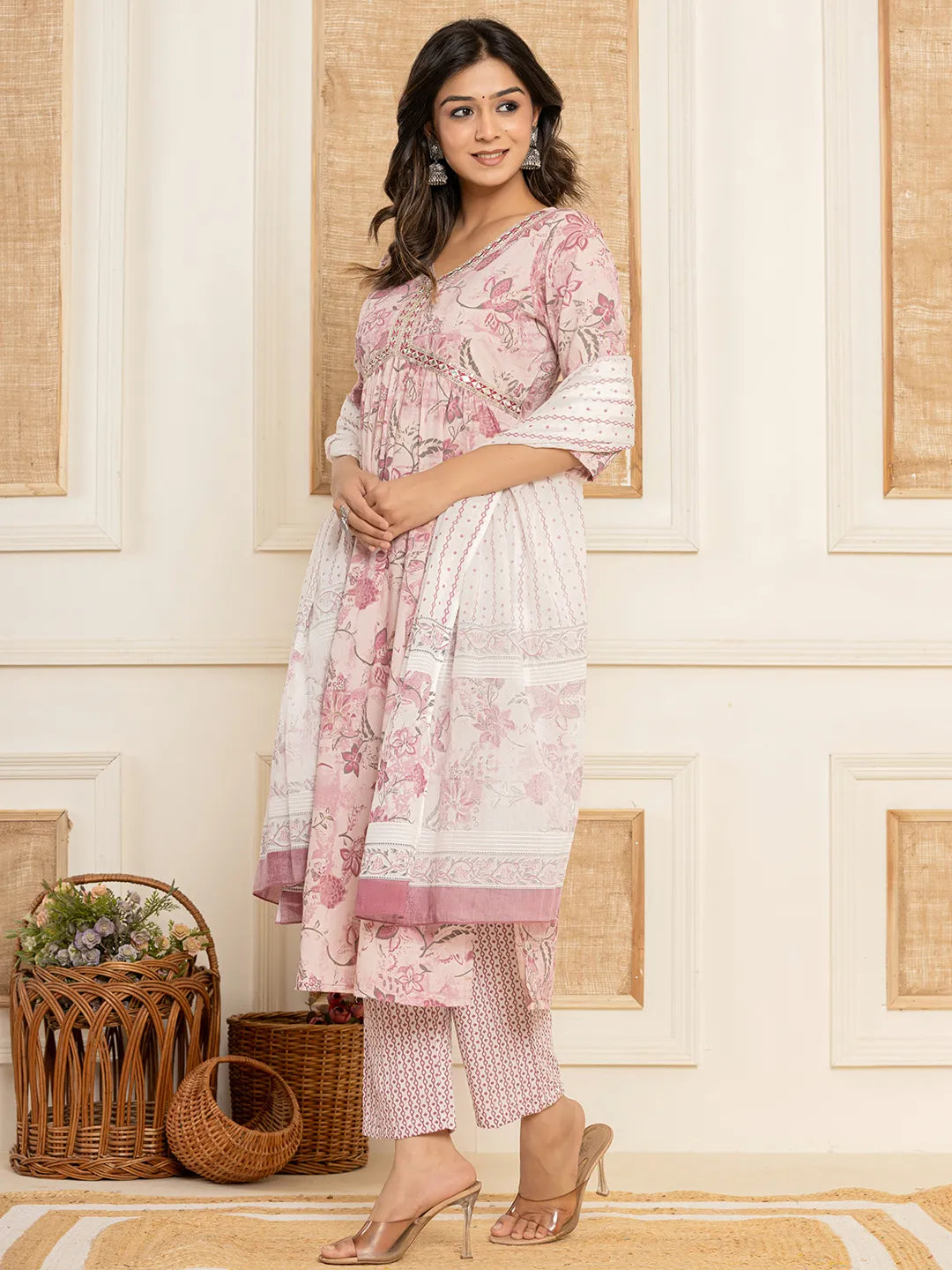 Pink-Cotton-Floral-Print-Alia-Cut-3-Piece-Kurta-Set