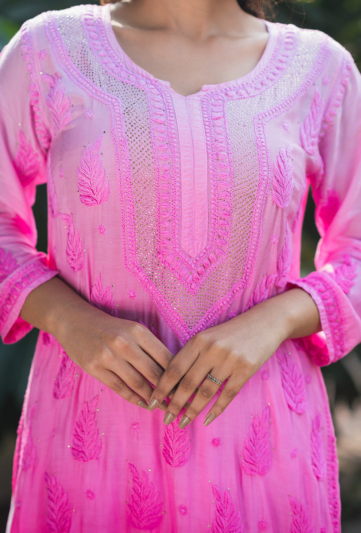 Roop-Pink-Muslin-Mukaish-Ombre-Kurta