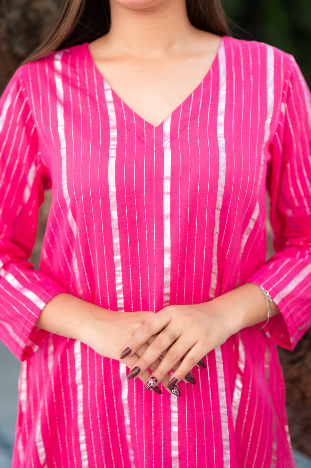 Pink Lurex Love Kurta And Pant Set