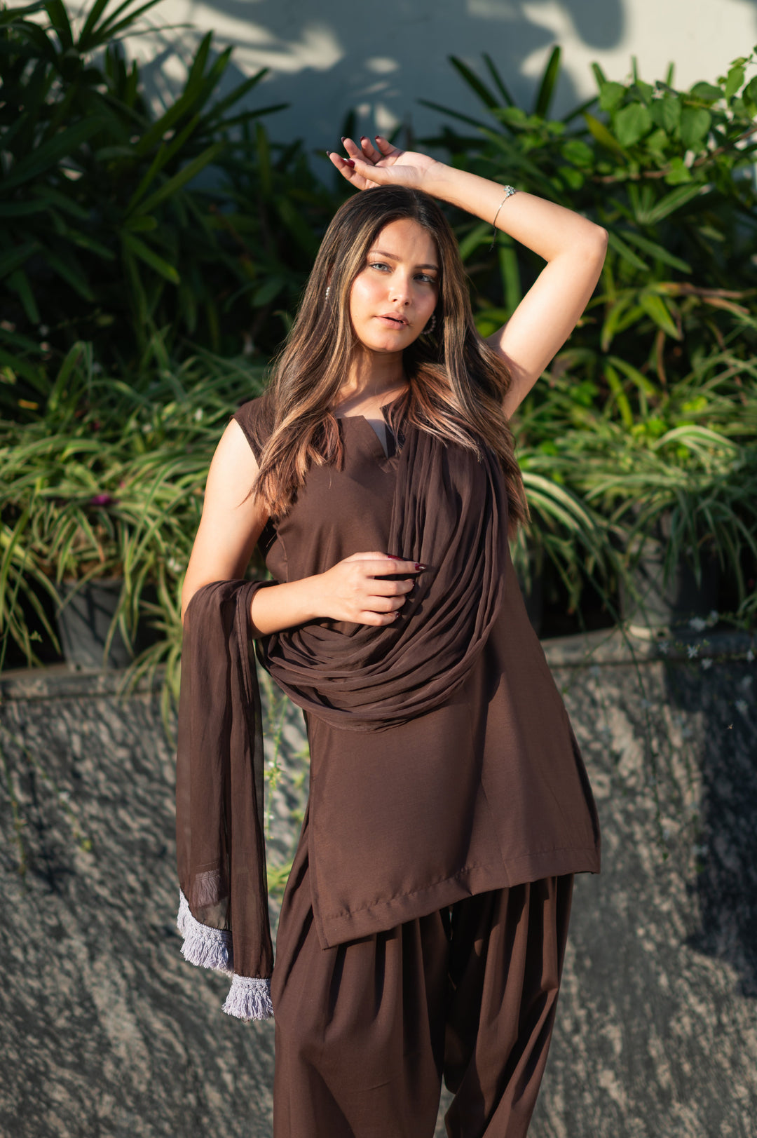 Mocha Brown Cotton Farshi Shalwar Set