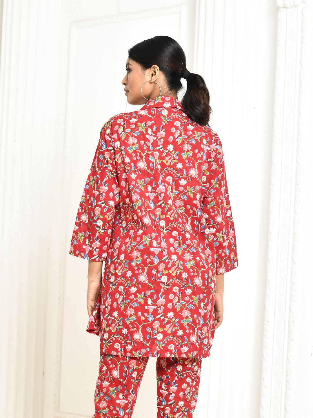 ZERESOUQ-Aesica-Red-Cotton-Handprinted-Shirt