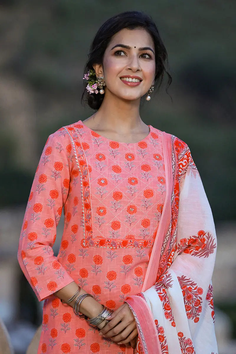 Pink-Cotton-Straight-3-Piece-Kurta-Set