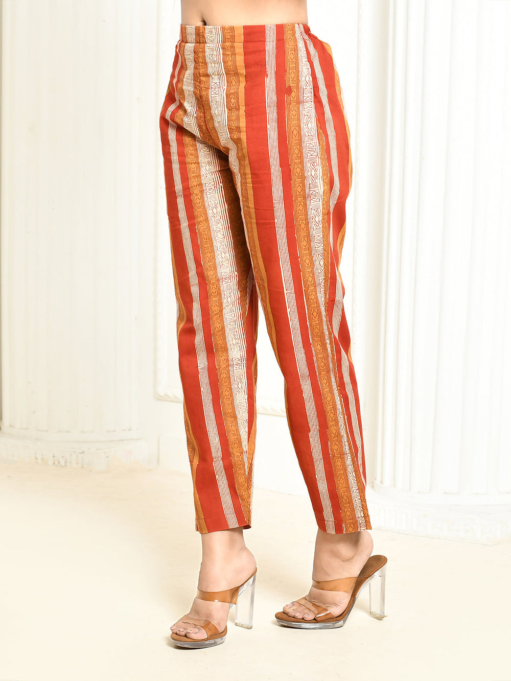 Amora-Red-Pure-Cotton-Handprinted-Pant