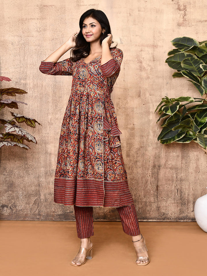 Angela-Red-Cotton-Kalamkari-2-Piece-Kurta-Sets