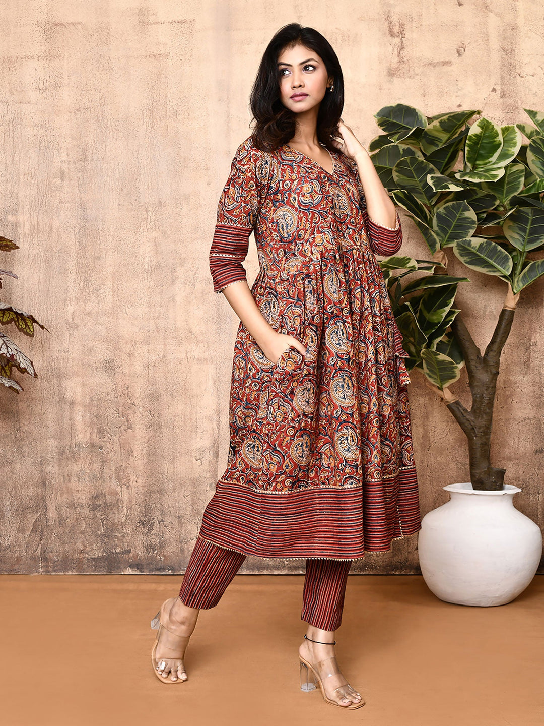 Angela-Red-Cotton-Kalamkari-2-Piece-Kurta-Sets