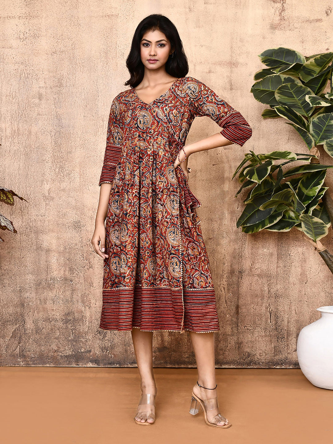 ZERESOUQ-Angela-Red-Cotton-Kalamkari-Kurti
