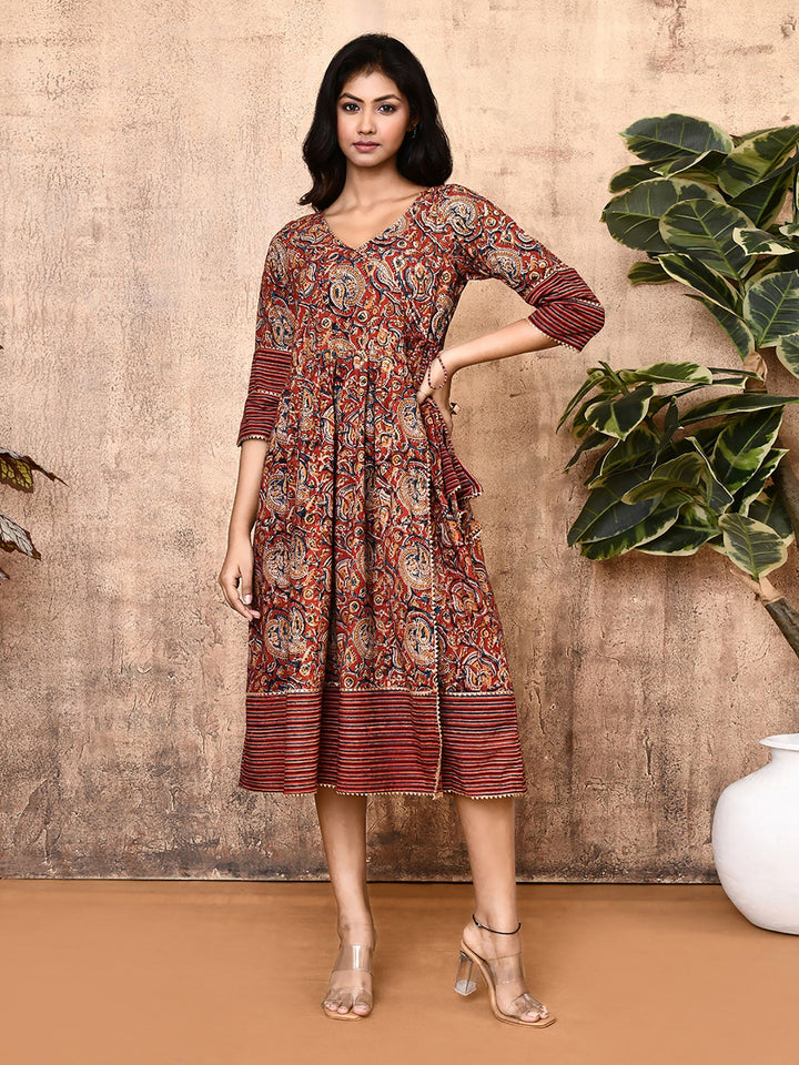 ZERESOUQ-Angela-Red-Cotton-Kalamkari-Kurti