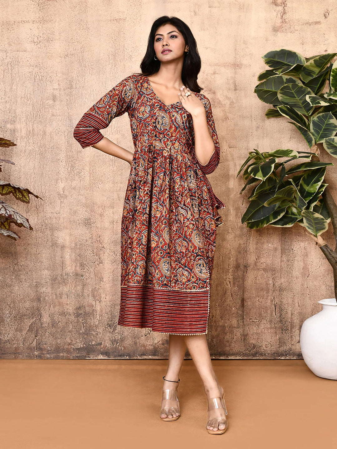 ZERESOUQ-Angela-Red-Cotton-Kalamkari-Kurti