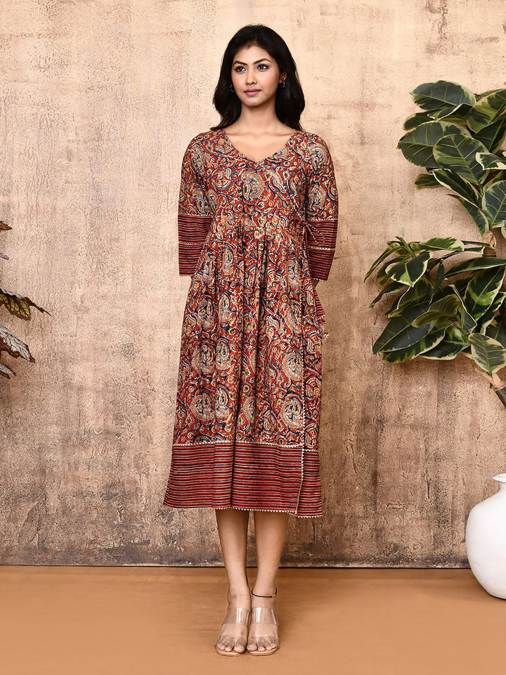 ZERESOUQ-Angela-Red-Cotton-Kalamkari-Kurti