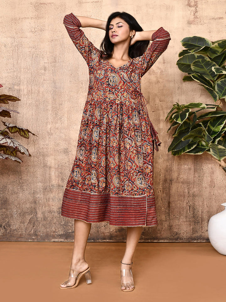 ZERESOUQ-Angela-Red-Cotton-Kalamkari-Kurti