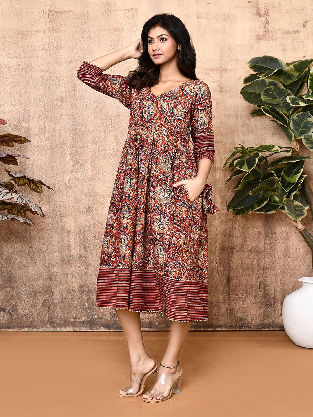 ZERESOUQ-Angela-Red-Cotton-Kalamkari-Kurti