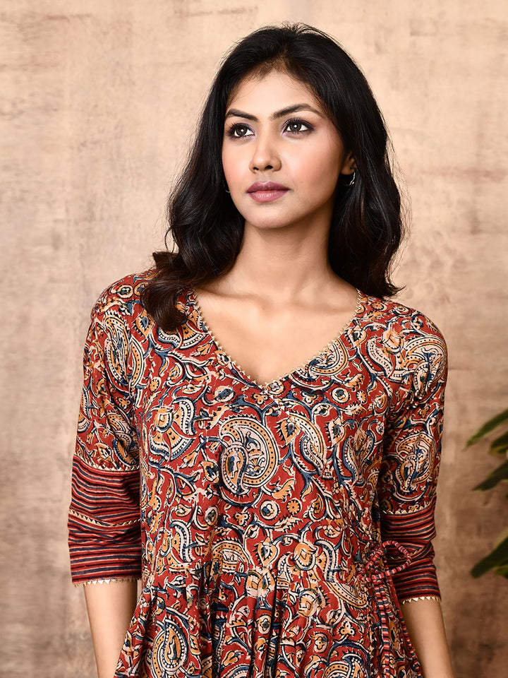 ZERESOUQ-Angela-Red-Cotton-Kalamkari-Kurti