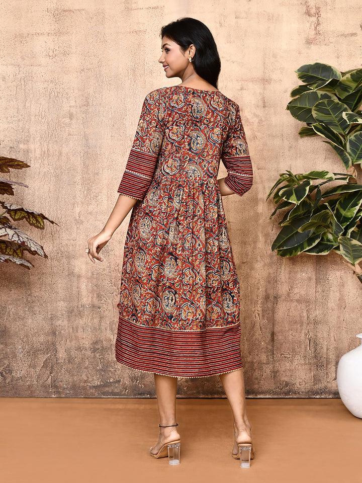 ZERESOUQ-Angela-Red-Cotton-Kalamkari-Kurti