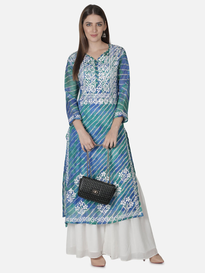 Aqua-Green-Kota-Lucknowi-Chikan-Kurti