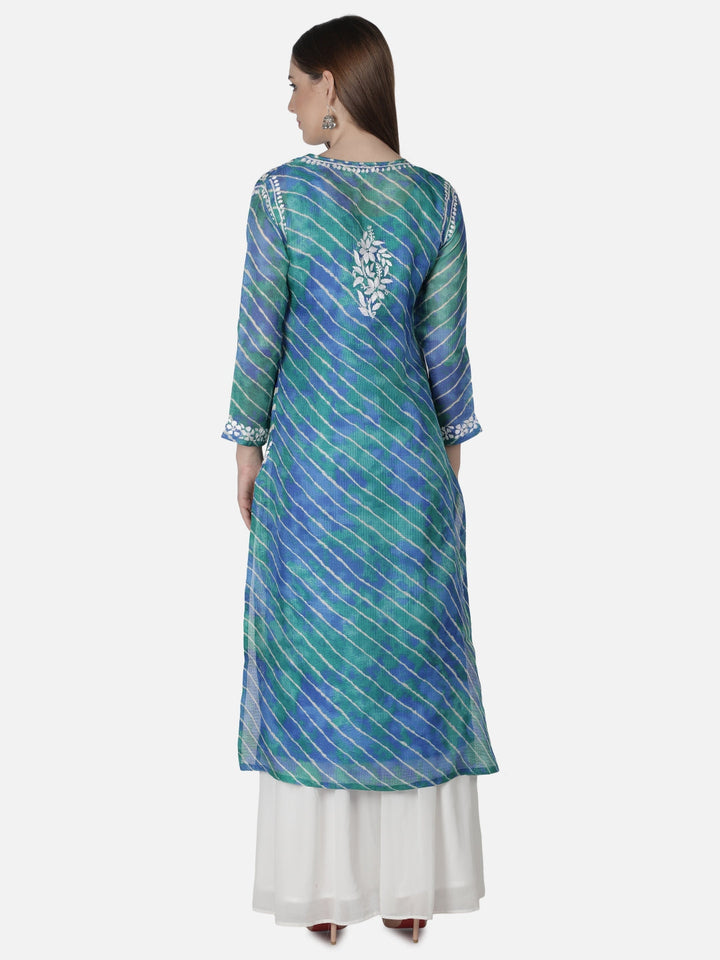 Aqua-Green-Kota-Lucknowi-Chikan-Kurti