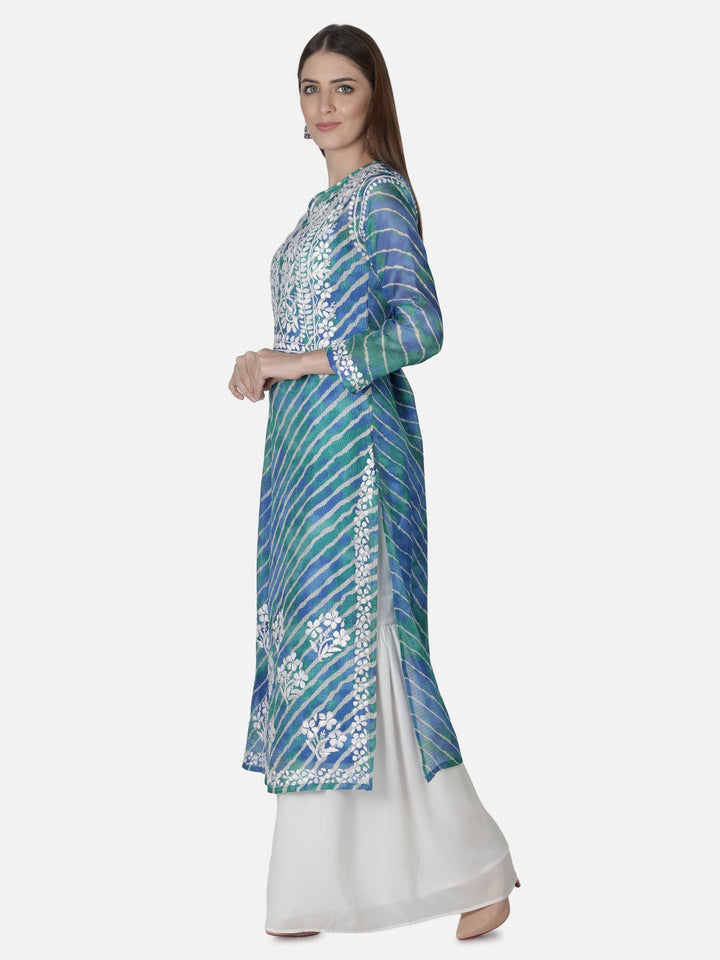 Aqua-Green-Kota-Lucknowi-Chikan-Kurti