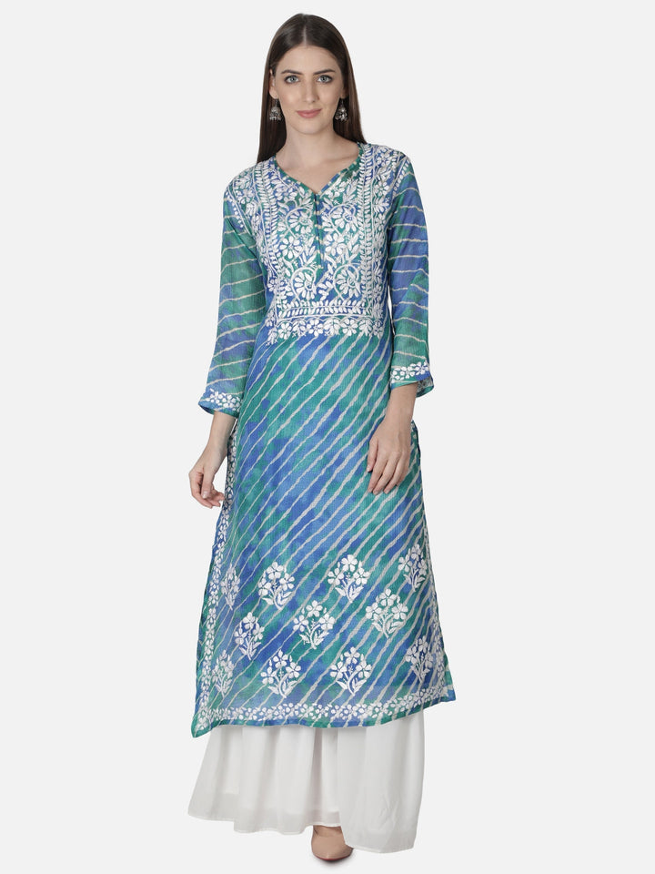 Aqua-Green-Kota-Lucknowi-Chikan-Kurti