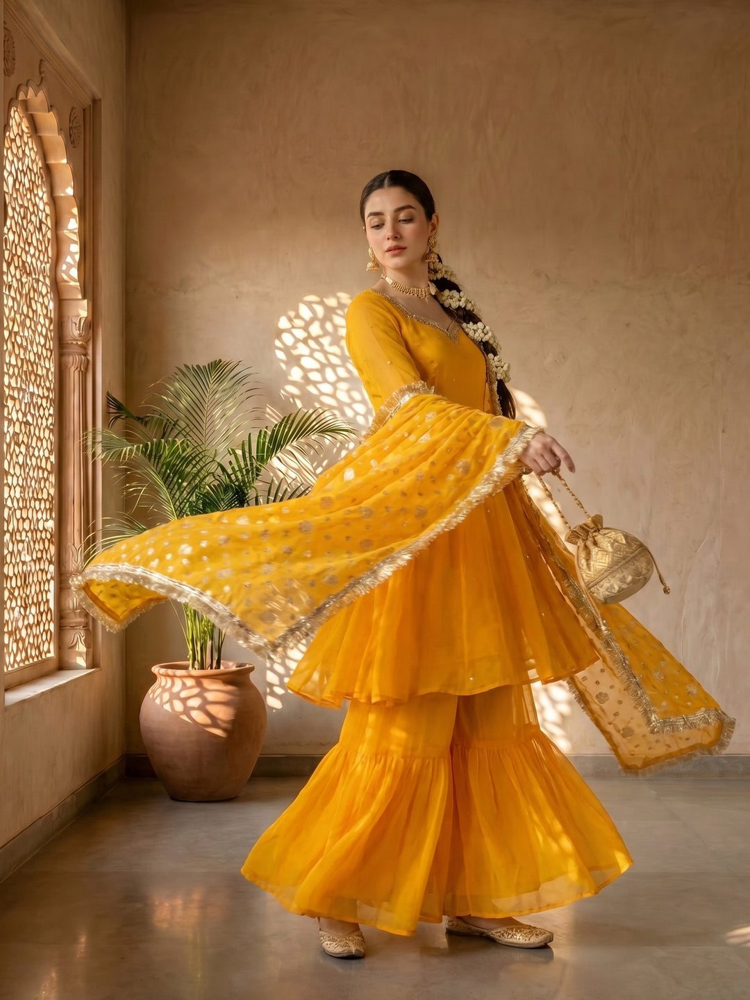 Marigold sharara set
