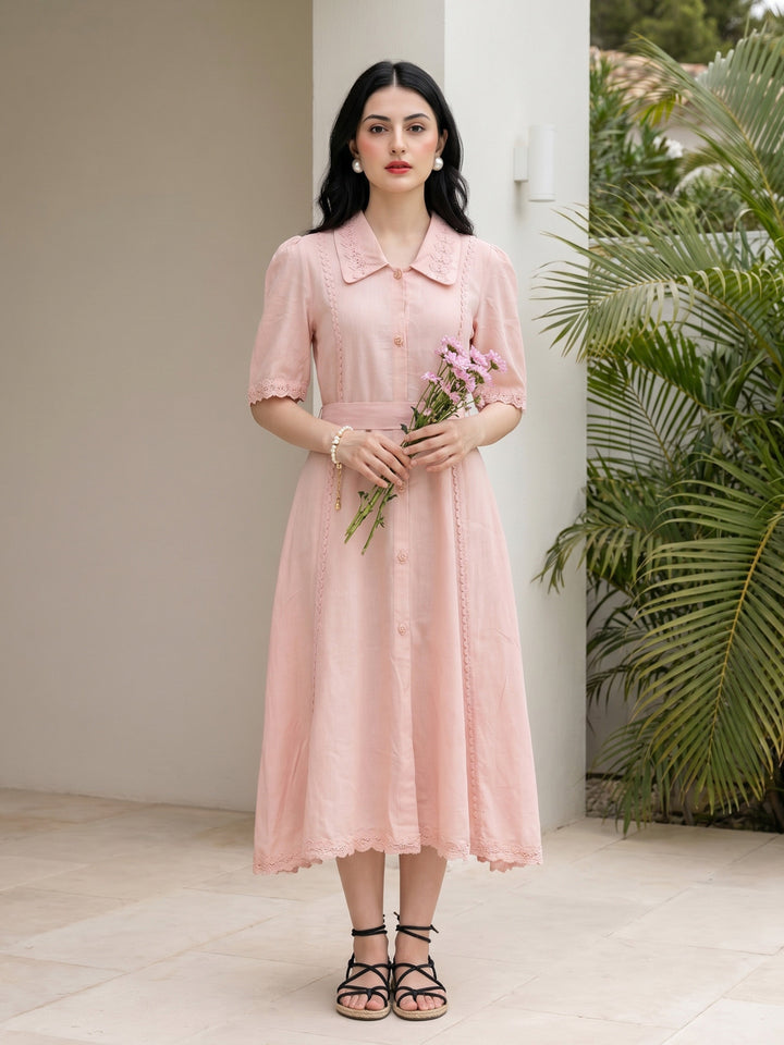 Blush button-down dress