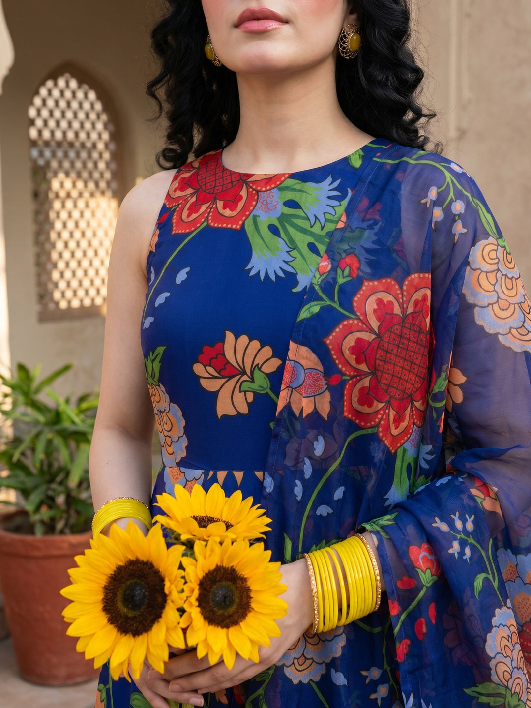 Blue florian anarkali set