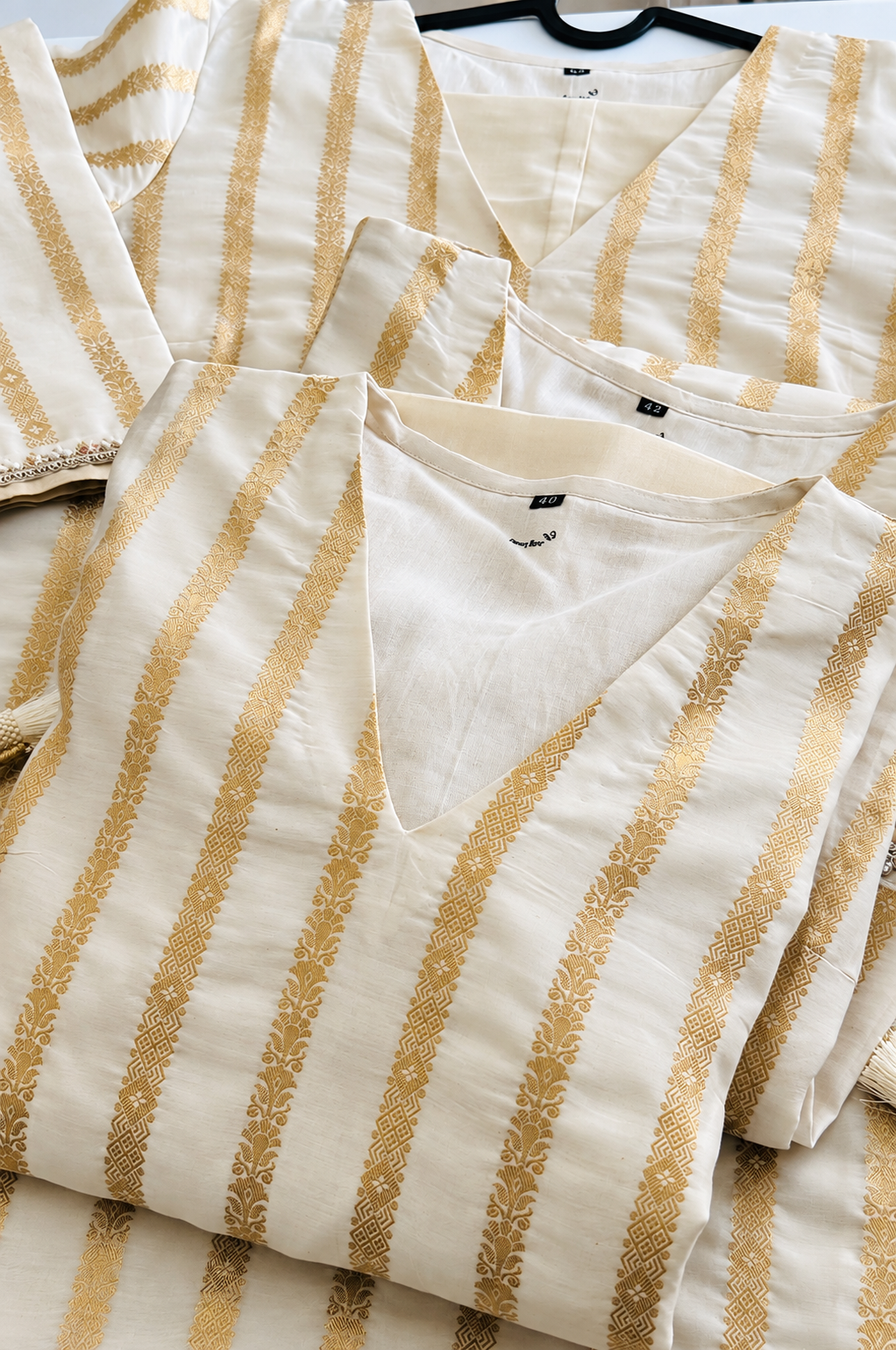 Ivory & Gold Benarasi Silk Kurta Set
