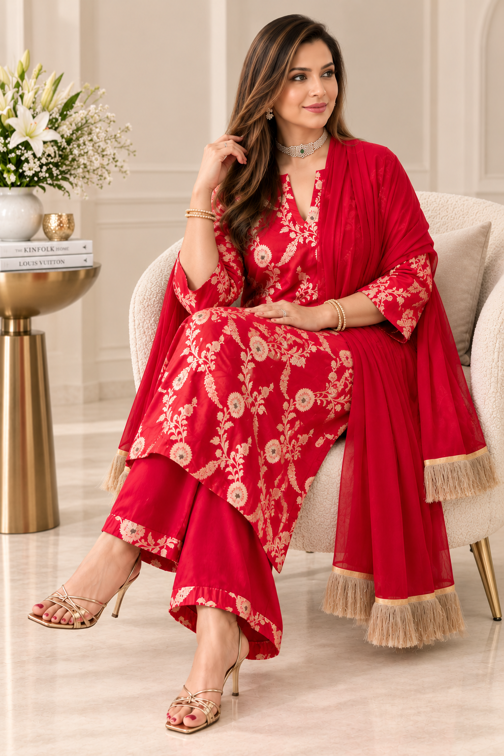 RubyRed Banarasi Brocade Set
