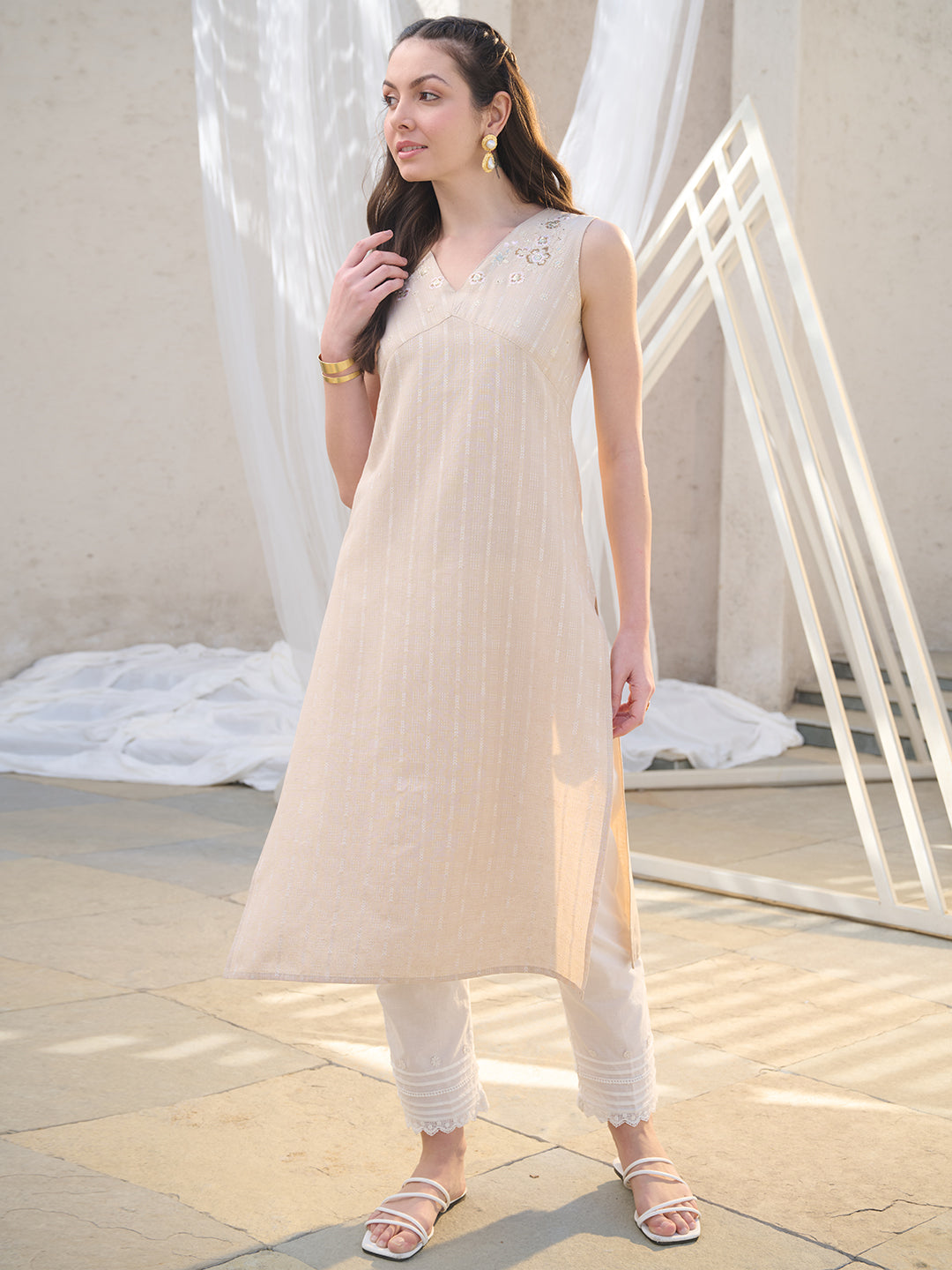 Beige-Cotton-Blend-Solid-Straight-Kurta-ONLY