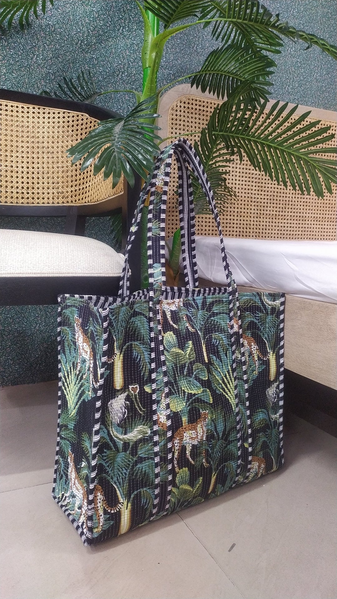 Black-Jute-Hand-Block-Printed-Tote-Bag-Without-Zip-Or-Button