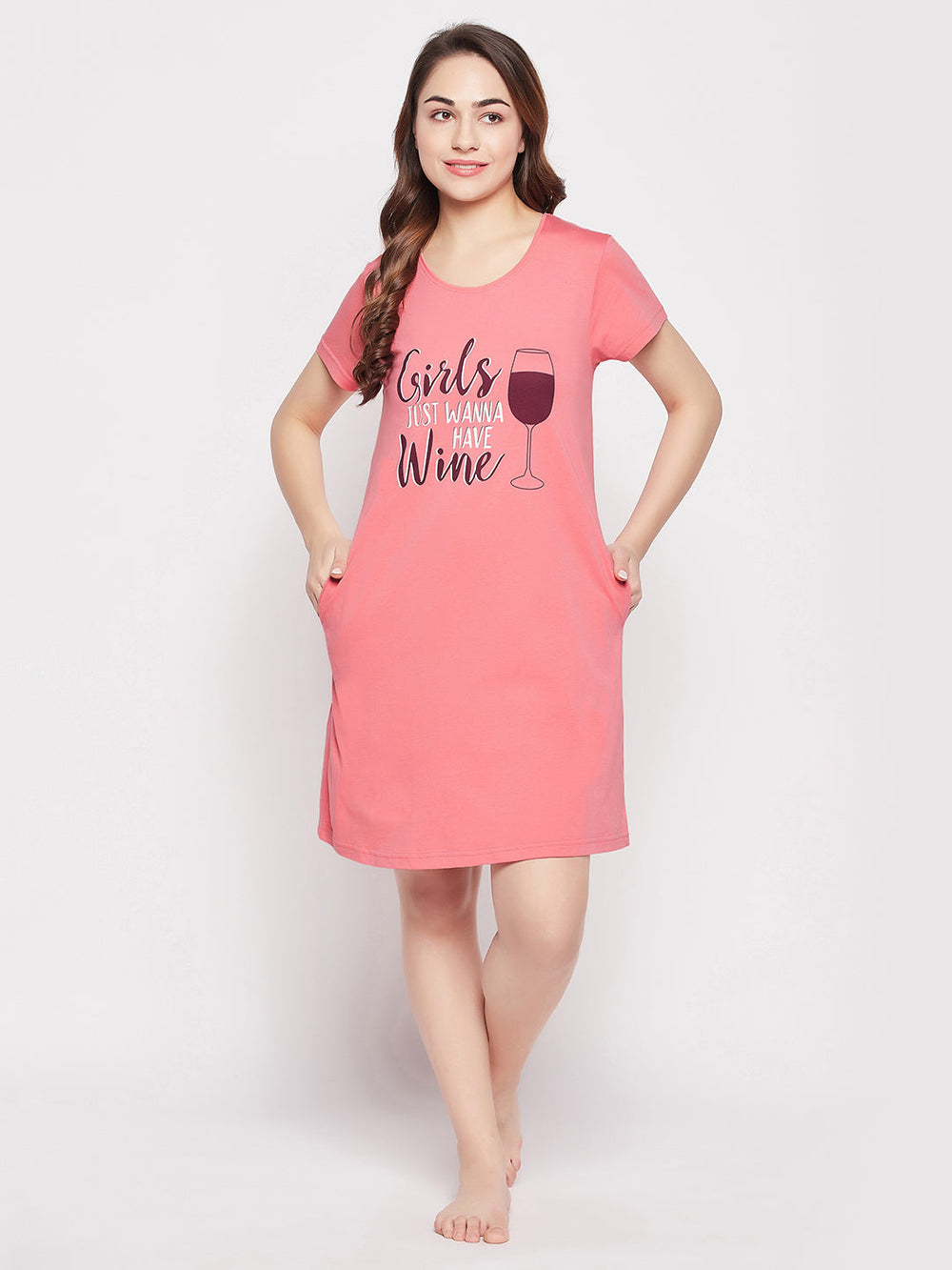 Baby-Pink-Cotton-Quirky-Quotes-Short-Night-Dress