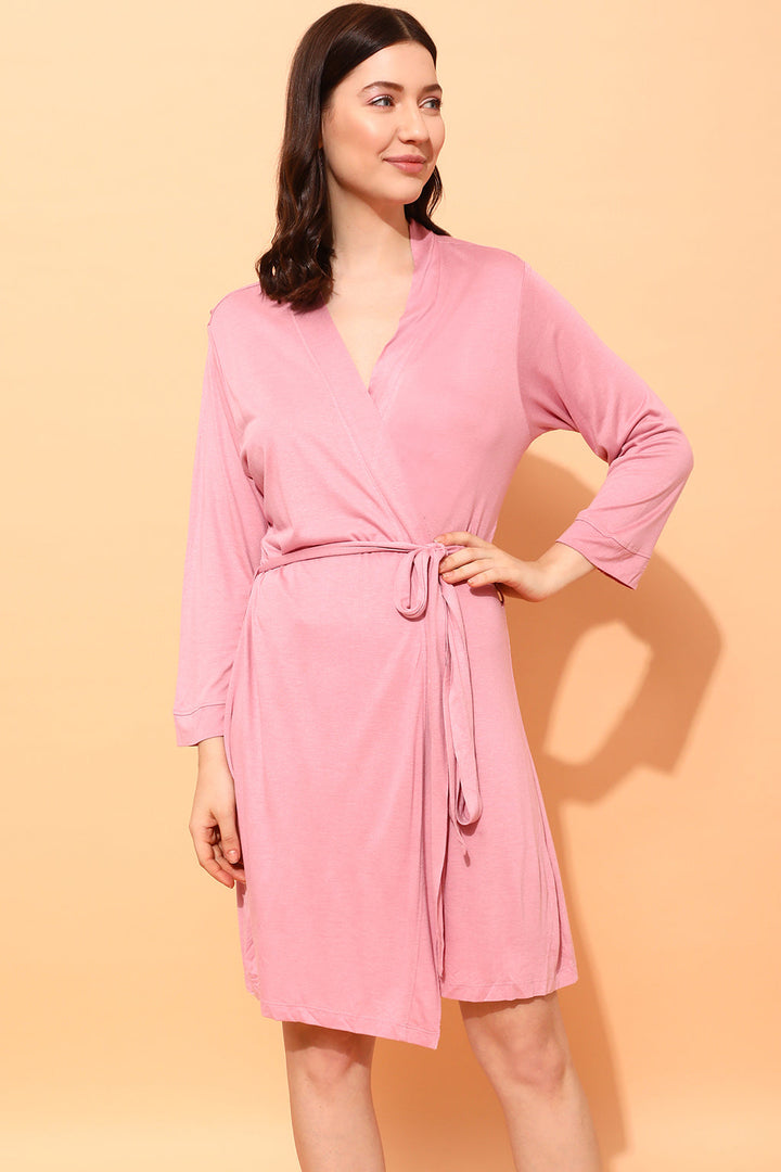 Baby-Pink-Viscose-Chic-Basic-Robe-In-Cobalt