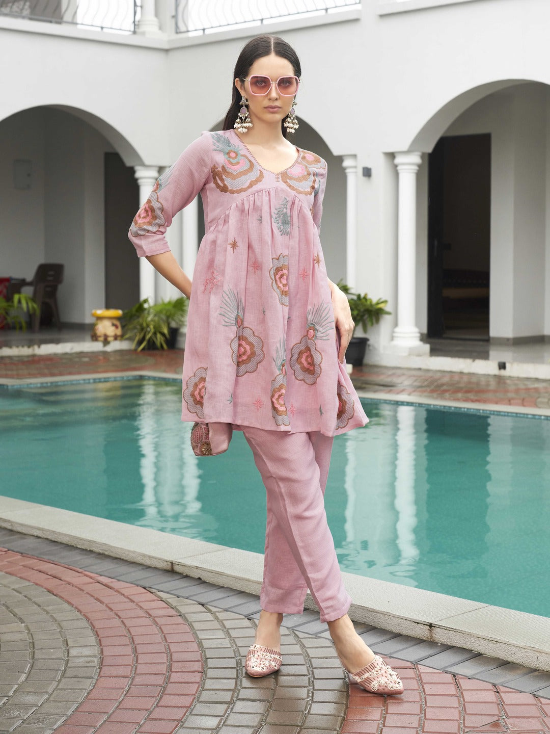 Baby-Pink-Linen-Embroidered-Co-Ord-Set