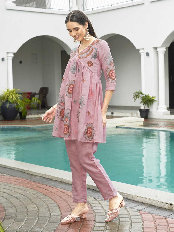 Baby-Pink-Linen-Embroidered-Co-Ord-Set