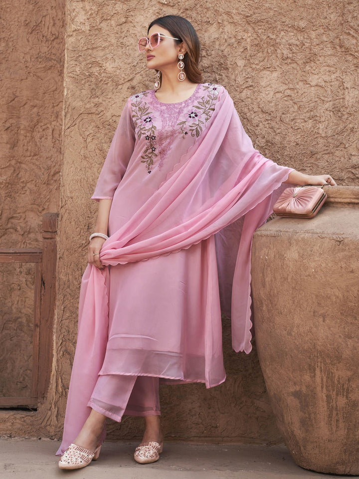 Baby-Pink-Organza-Embroidered-A-Line-3-Piece-Kurta-Set