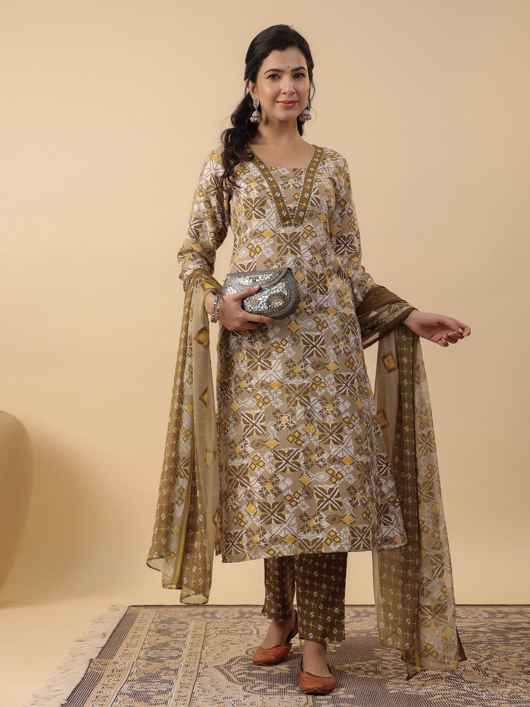 Beige-Biscuit-Slub-Regular-3-Piece-Kurta-Set