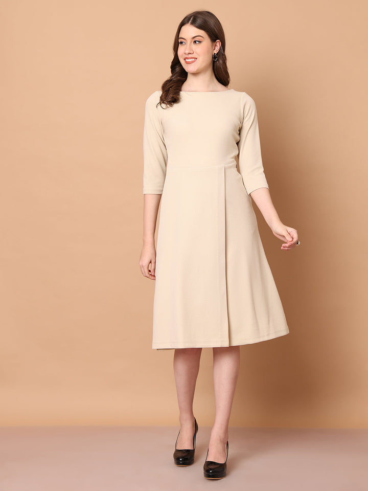 Beige-Blended-Urban-Elegance-Wrap-Dress-With-Sleeves