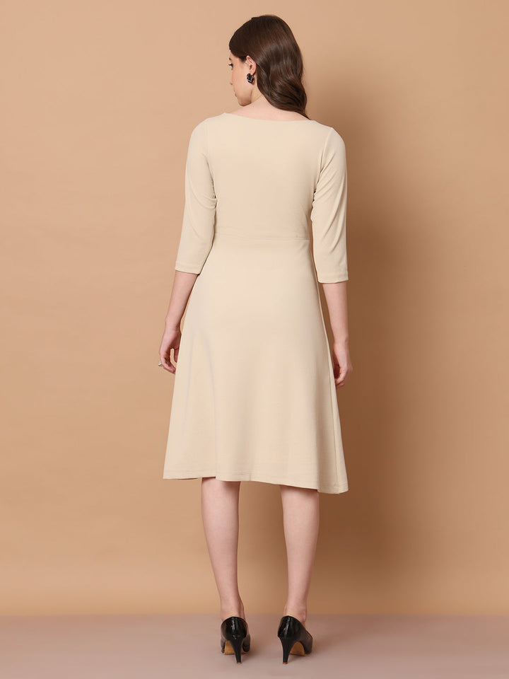 Beige-Blended-Urban-Elegance-Wrap-Dress-With-Sleeves