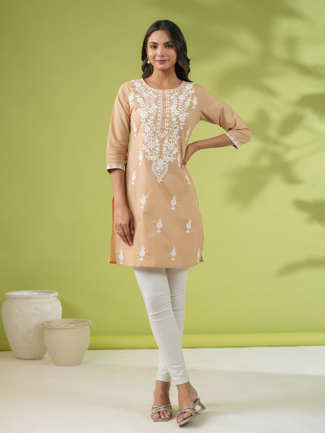 Beige-Cambric-Embroidered-Straight-Tunic