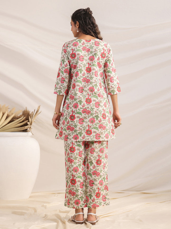 Beige-Cambric-Floral-A-Line-Co-Ord-set