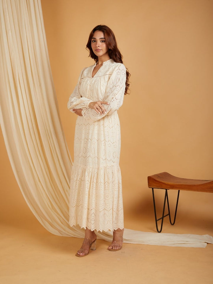 Beige-Cotton-Broadries-Maxi-Dress